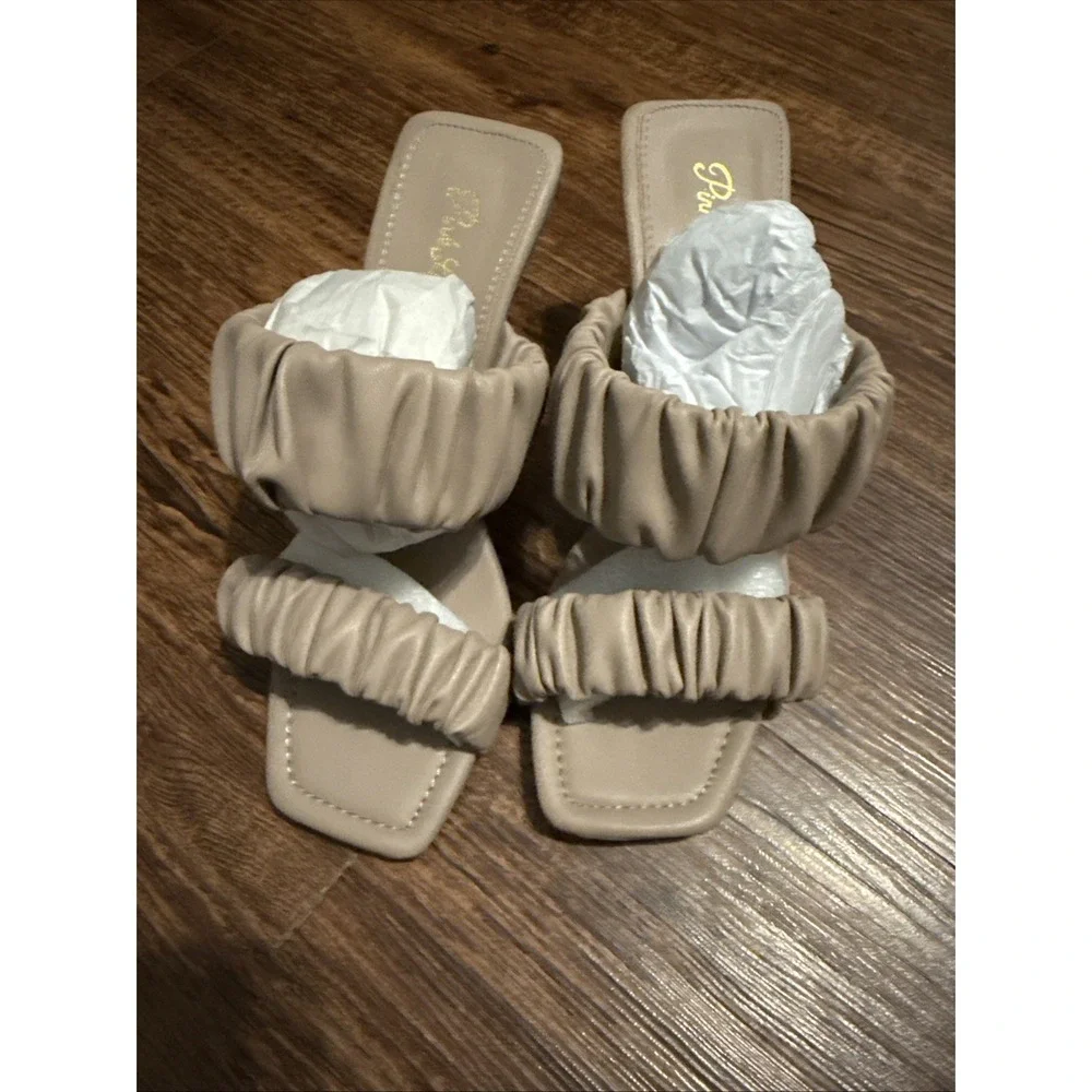 Women's‎ High Heels Sandals Slides Size 7.5 By Pink Lily New Tan